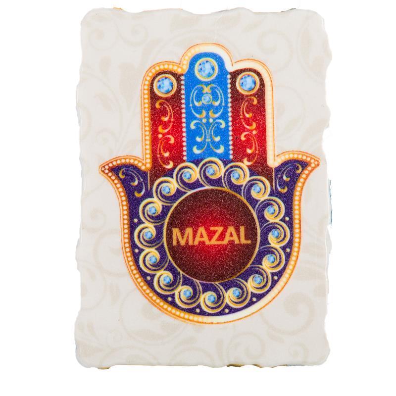 Plastic Hamsa Magnet 8*5.5 Cm- English Colorful Mazal