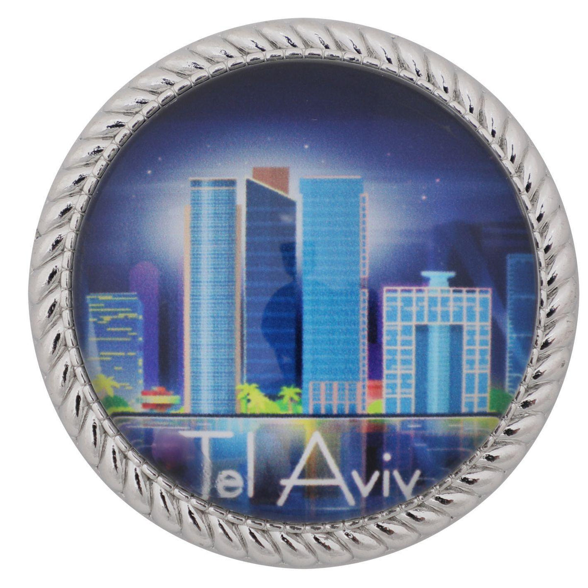 Metal Magnet With Glass 4cm- Tel Aviv (english)