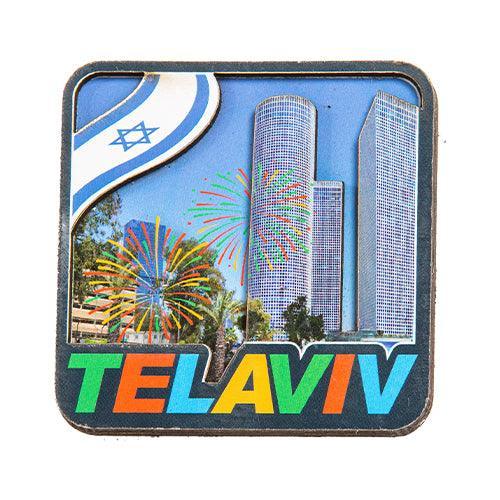 Wood Magnet 8 Cm "tel Aviv"