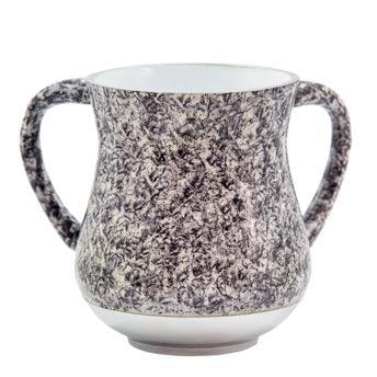 An Elegant  Marble Color Aluminum Washing Cup 13 Cm - Black, Gray & White