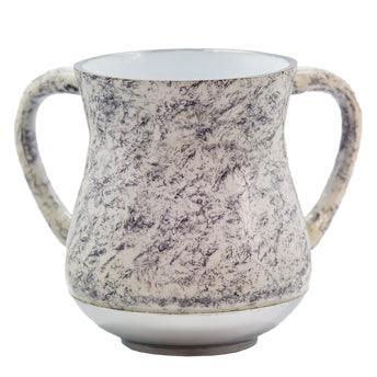 An Elegant Aluminum Washing Cup 13 Cm -gray & White Marble