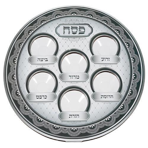 Cardboard & Plastic Passover Plate 38 Cm- Black