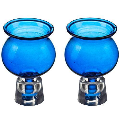 A Pair Of Glass Oil Cups 5.5x3.5 Cm- Blue