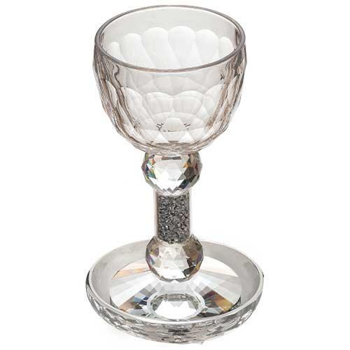 Crystal Kiddush Cup 18 cm with White Stones contain 100ml / 3.4oz