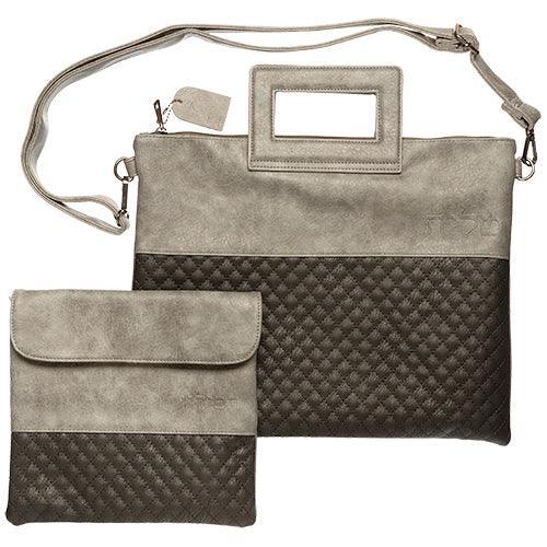 Pu Fabric Talit & Tefilin Set 38*31 Cm With Handles- Dark Gray