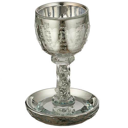 CRYSTAL KIDDUSH CUP 16 CM "THE BIBLE RIVERS" WITH STONES contain  contain 130ml / 4.3oz