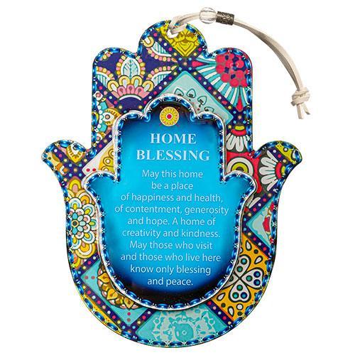 Epoxy Hamsa English Home Blessing 19x15 Cm - Mosaic Motif