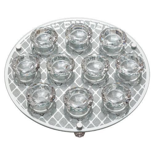 Glass Oval Candlesticks With 10 Crystal Cups For Candles 33 Cm