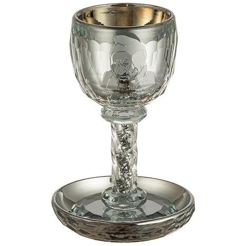 Crystal Kiddush Cup "Baba Sali" 16 cm with Stones  contain 130ml / 4.3oz