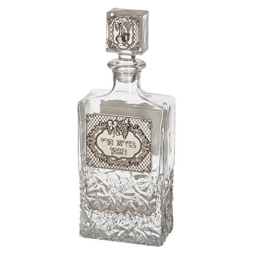 Crystal Wine Bottle With Metal Plaque 24 Cm