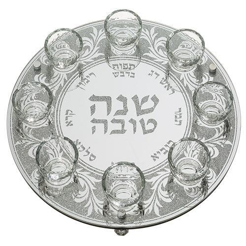 Rosh Hashanah Glass & Crystal Round Plate "Stones" 40 cm