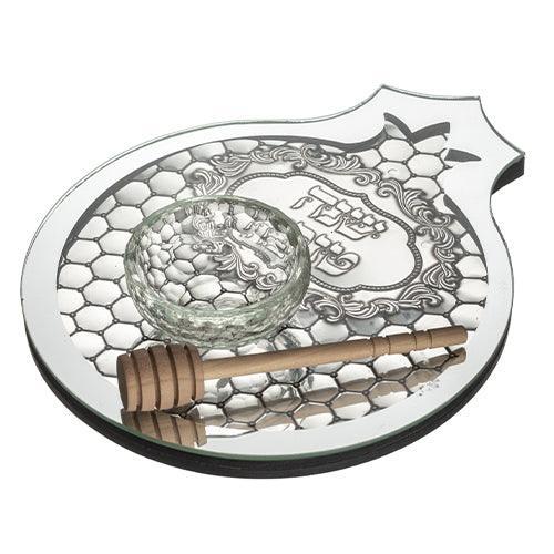 Glass Honey Dish 23*19 cm with Plaque