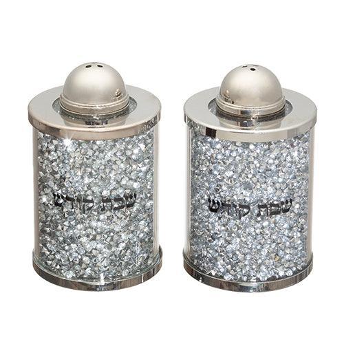 Crystal Salt & Peper Holders 6 cm with Silver Stones