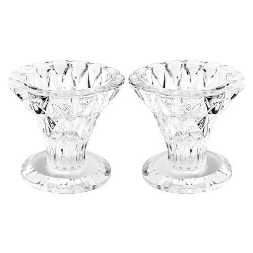 A PAIR OF AN ELEGANT CRYSTAL CANDLESTICKS 5.5 CM