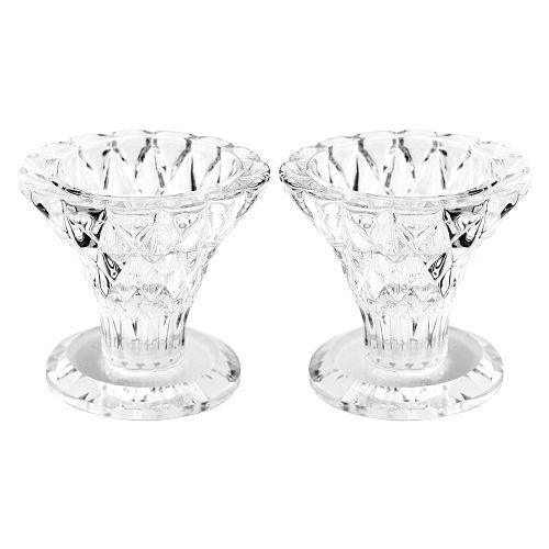 A PAIR OF AN ELEGANT CRYSTAL CANDLESTICKS 5.5 CM