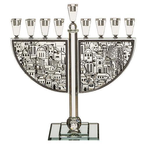 Crystal Menorah 54 cm with Metal Plaque