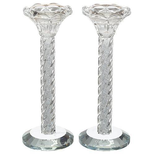 Pair of Crystal Candlesticks 18 cm with Stones