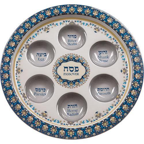 ALUMINUM PASSOVER PLATE 35.5 CM- BLUE