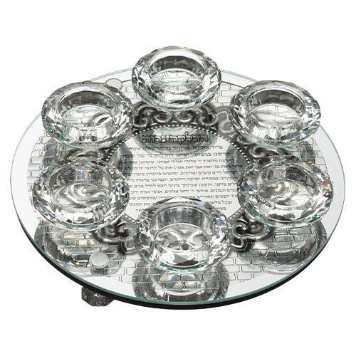 Crystal 6 Brenches Candlesticks 23 cm with Metal Plaque