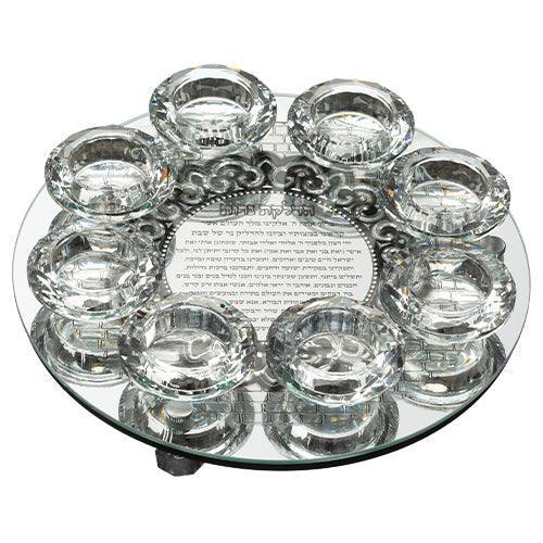 Crystal 8 Brenches Candlesticks 25 cm with Metal Plaque