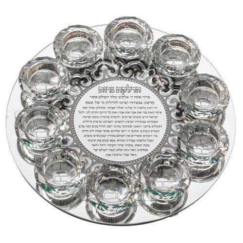 Crystal 10 Brenches Candlesticks 29 cm with Metal Plaque