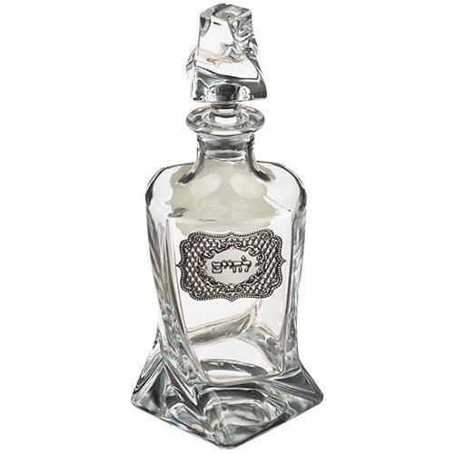 Crystal Wine Bottle 24 cm with Metal Plaque