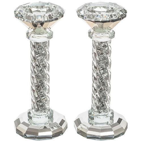 Crystal Candlesticks 16.5 cm with Stones