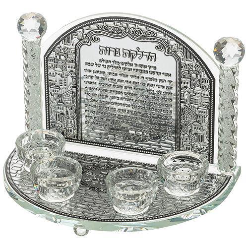 Crystal 4 Branch Candlesticks 24*21 cm- Candle Lighting, with Metal Plaque