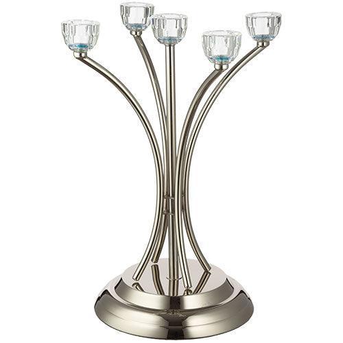 Metal Candlesticks 5 Brenches with Crystal Holders 35 cm