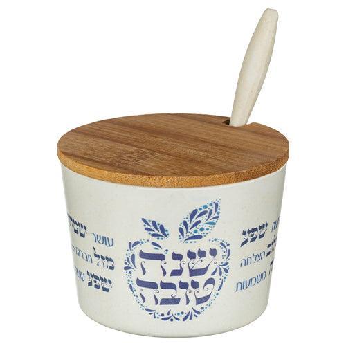 Bamboo Honey Dish "Shana Tovah"- 6.5 cm