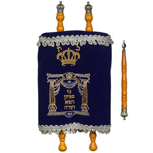 PA ASHKENAZ TORAH BOOK 26 CM L.BLUE- VILNA GATE