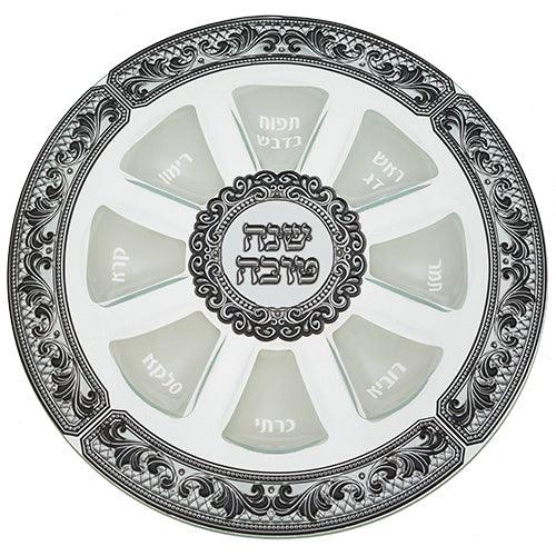 Glass Rosh Hashana Plate 35 cm