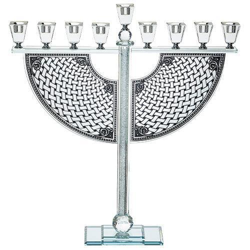 Crystal Menorah 29*25 cm with Metal Plaque and Stones