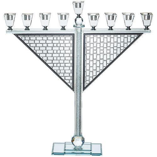 Crystal Menorah 29*25 cm with Metal Plaque and Stones