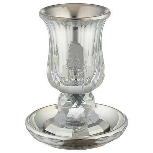 Crystal Kiddush Cup with Stem "Baba Sali" 13 cm contain 100ml / 3.4oz
