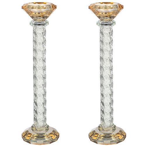 Crystal Candlesticks 25.5 cm with Stones