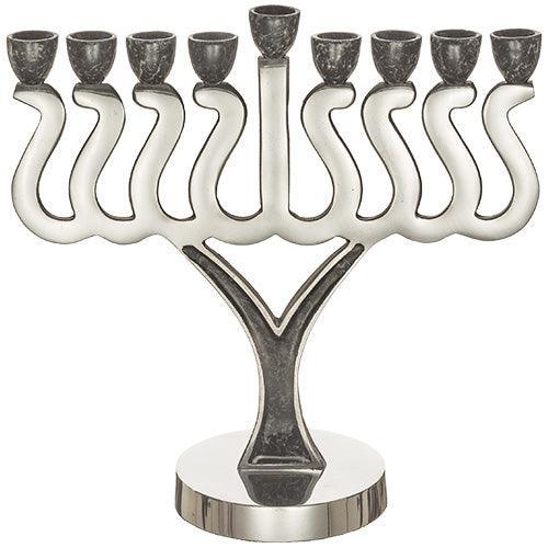 Aluminum Menorah 28*29 cm with Black Marble Branches
