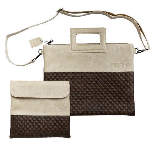 PU Fabric Talit & Tefilin Set 38*31 cm with Handles- Brown