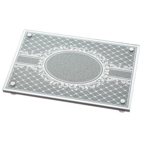 Elegant Glass Tray with Mirror and Glitter 35X23 cm