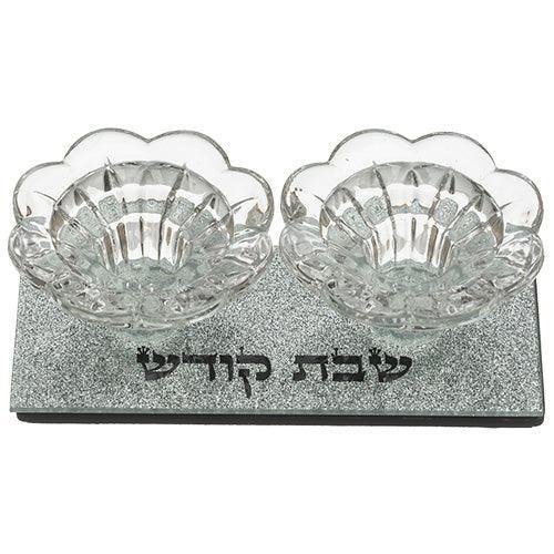 Glass Candlesticks 4X14X6 cm- with Glitter