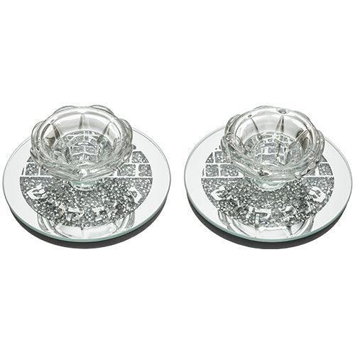 Glass Candlesticks with Stones 11 cm- Kotel