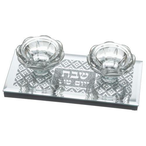 Glass Candlesticks with Stones 20*9.5 cm- Ornaments