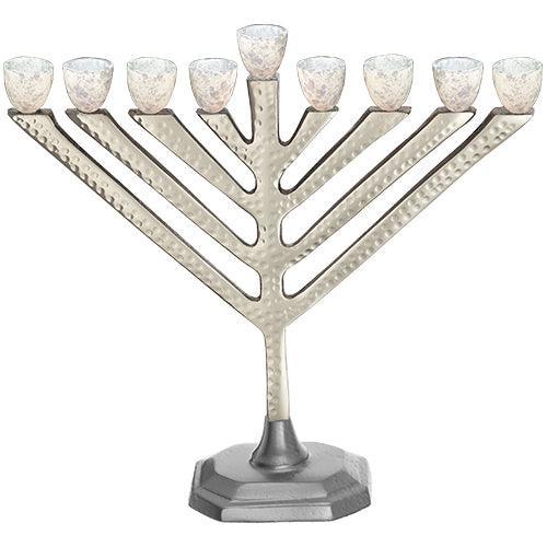 Hammered Aluminium Chabad Menorah 28X29.5 cm