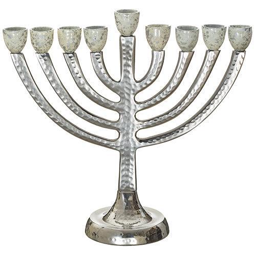 Hammered Aluminium Menorah 26 cm