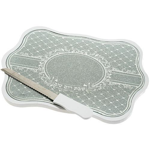 GLASS CHALLAH TRAY WITH FRAME 40*28 CM