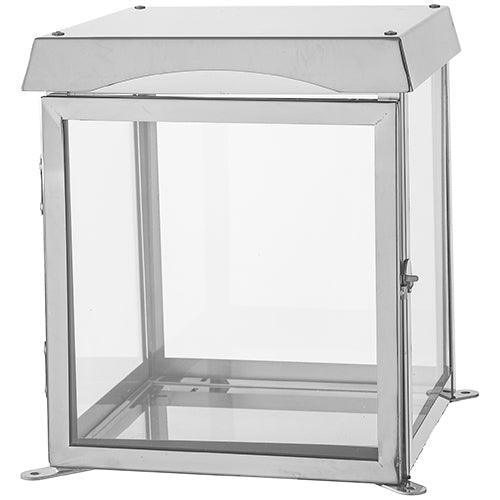 Metal with Glass Memorial Candle Holder 18*22 cm- Nickel Finish