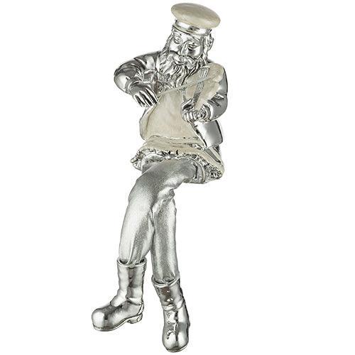 Polyresin & Beige Enamel Sitting Hassidic Figurine with Cloth Legs 25  cm- Fiddler
