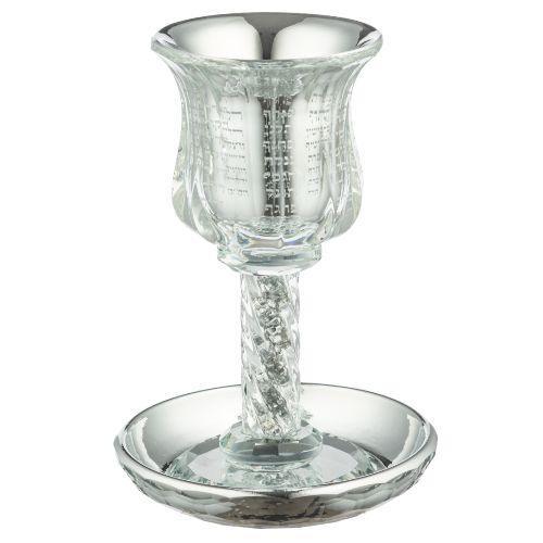 CRYSTAL KIDDUSH CUP 17 CM "THE BIBLE RIVERS" WITH STONES contain 100ml / 3.4oz