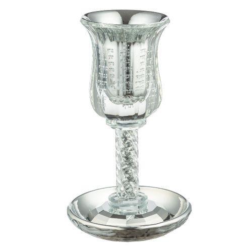 CRYSTAL KIDDUSH CUP 19 CM "THE BIBLE RIVERS" WITH STONES contain 100ml / 3.4oz