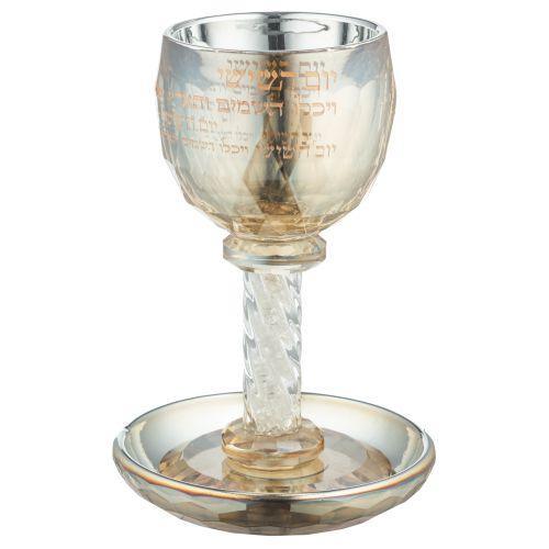 Crystal Kiddush Cup "Blessing" 16 cm with Stones contain 100ml / 3.4oz